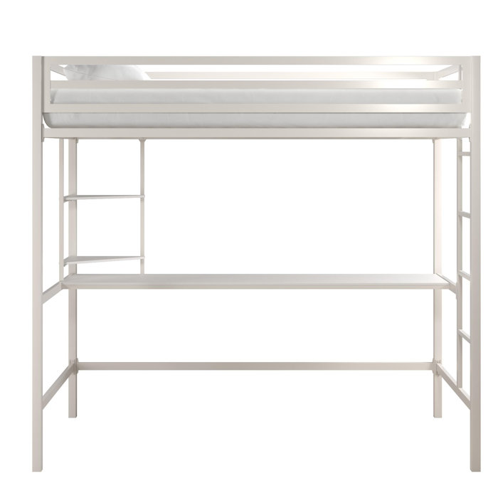 Novogratz Maxwell Metal Loft Bed with BuiltinDesk by Novogratz